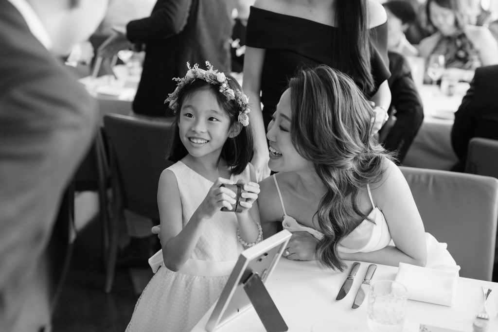 bride and flower girl